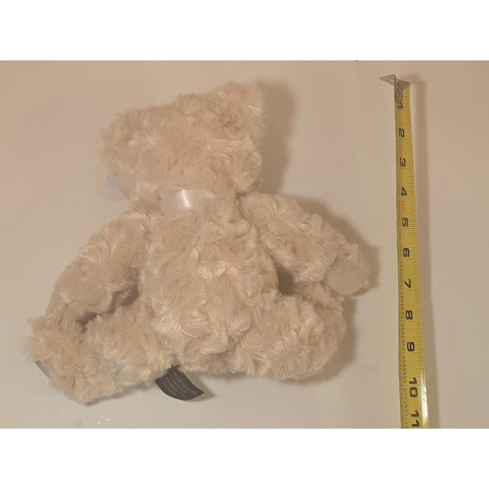 Bearington Collection Plush Teddy Bear Beige 10" Curly Fur with Ribbon‎ Bow - Picture 4 of 4